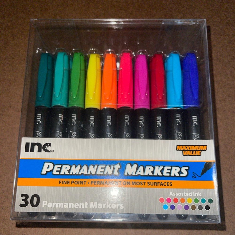 INC 30 Permanent Markers assorted Ink  Fine point NWT